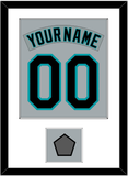 Florida Nameplate & Number Combined With World Series Patch - Road Gray (1993-2001) - Single Mat 1