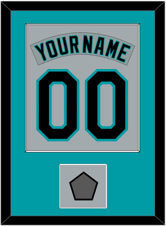 Florida Nameplate & Number Combined With World Series Patch - Road Gray (1993-2001) - Essential Tier 2