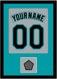 Florida Nameplate & Number Combined With World Series Patch - Road Gray (1993-2001) - Single Mat 2