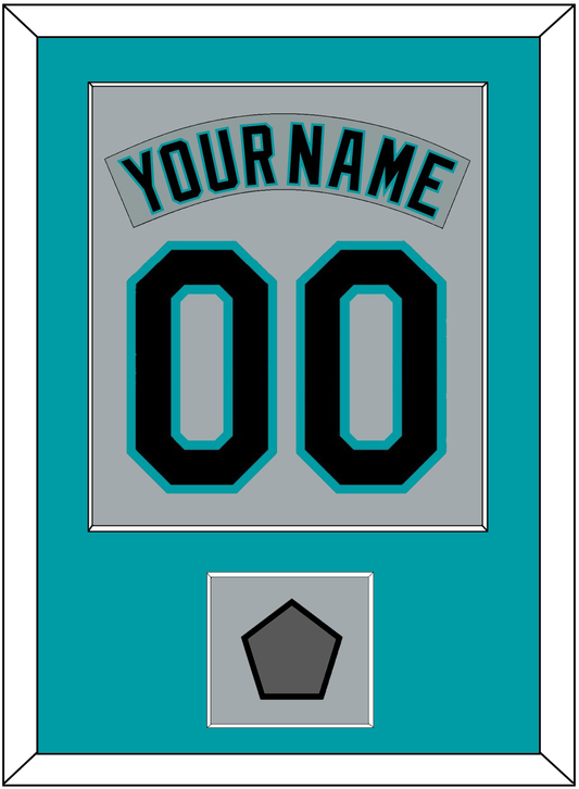 Florida Nameplate & Number Combined With World Series Patch - Road Gray (1993-2001) - Essential Tier 2