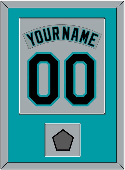Florida Nameplate & Number Combined With World Series Patch - Road Gray (1993-2001) - Essential Tier 2