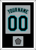 Florida Nameplate & Number Combined With World Series Patch - Road Gray (1993-2001) - Single Mat 3