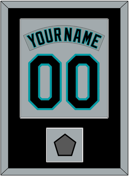 Florida Nameplate & Number Combined With World Series Patch - Road Gray (1993-2001) - Essential Tier 3