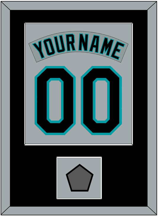 Florida Nameplate & Number Combined With World Series Patch - Road Gray (1993-2001) - Essential Tier 3