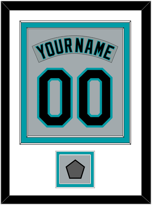 Florida Nameplate & Number Combined With World Series Patch - Road Gray (1993-2001) - Signature Tier 1
