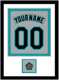 Florida Nameplate & Number Combined With World Series Patch - Road Gray (1993-2001) - Double Mat 1