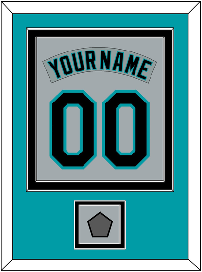 Florida Nameplate & Number Combined With World Series Patch - Road Gray (1993-2001) - Signature Tier 2
