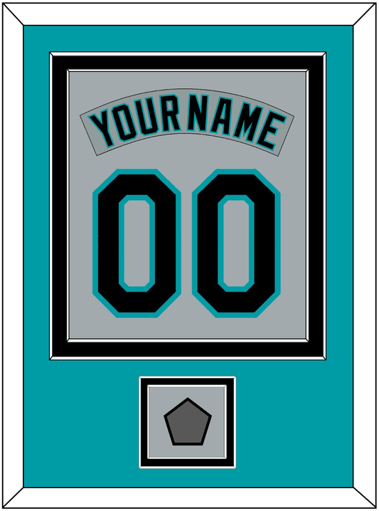Florida Nameplate & Number Combined With World Series Patch - Road Gray (1993-2001) - Signature Tier 2