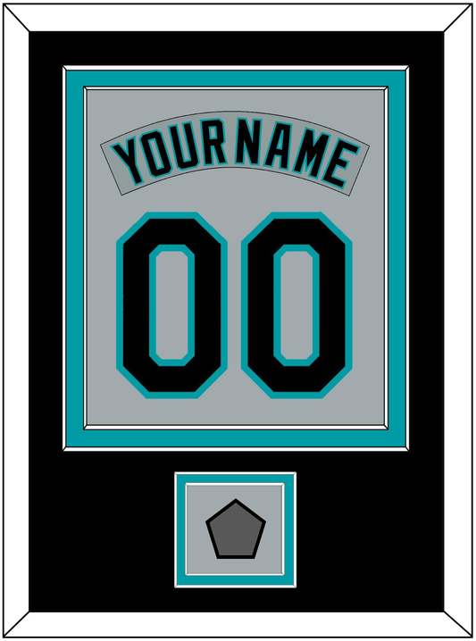 Florida Nameplate & Number Combined With World Series Patch - Road Gray (1993-2001) - Signature Tier 3