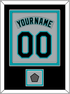 Florida Nameplate & Number Combined With World Series Patch - Road Gray (1993-2001) - Double Mat 3