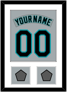 Florida Nameplate & Number Combined With 2 World Series Patches - Road Gray (1993-2001) - Single Mat 1