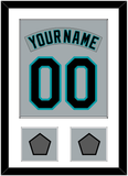 Florida Nameplate & Number Combined With 2 World Series Patches - Road Gray (1993-2001) - Single Mat 1