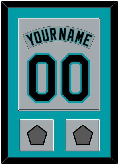 Florida Nameplate & Number Combined With 2 World Series Patches - Road Gray (1993-2001) - Essential Tier 2