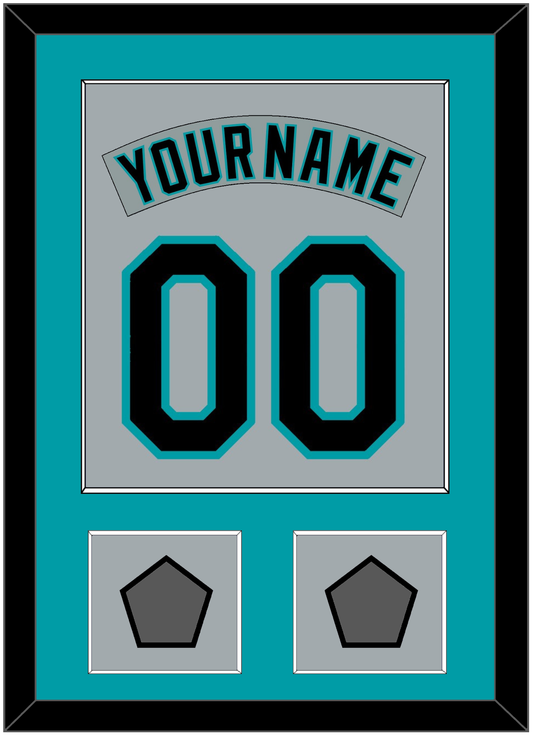 Florida Nameplate & Number Combined With 2 World Series Patches - Road Gray (1993-2001) - Essential Tier 2
