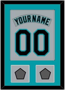 Florida Nameplate & Number Combined With 2 World Series Patches - Road Gray (1993-2001) - Single Mat 2