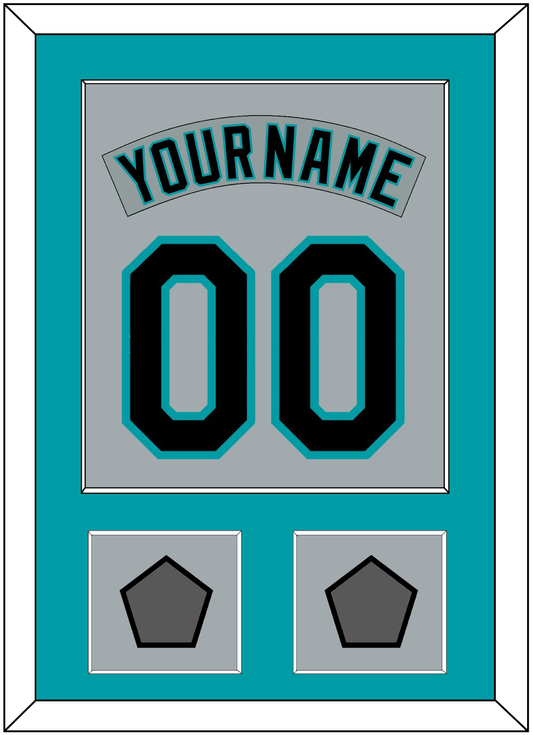 Florida Nameplate & Number Combined With 2 World Series Patches - Road Gray (1993-2001) - Essential Tier 2