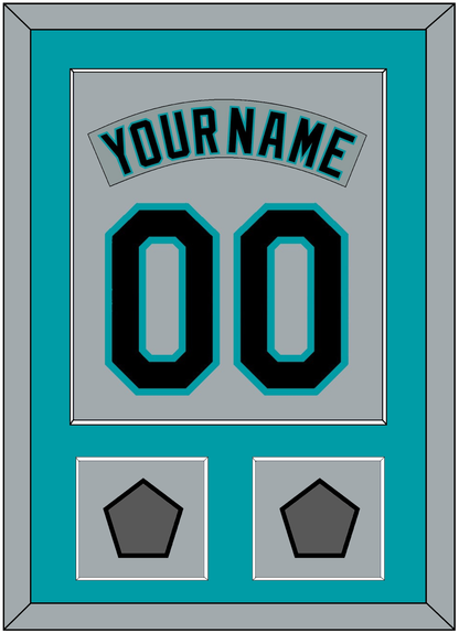 Florida Nameplate & Number Combined With 2 World Series Patches - Road Gray (1993-2001) - Essential Tier 2