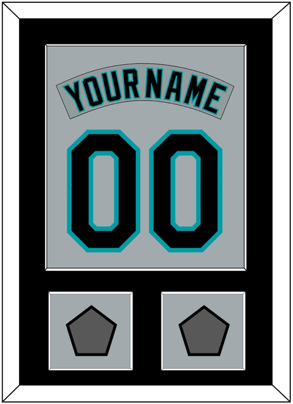 Florida Nameplate & Number Combined With 2 World Series Patches - Road Gray (1993-2001) - Essential Tier 3