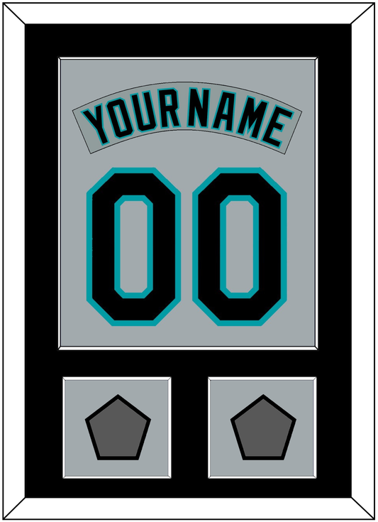Florida Nameplate & Number Combined With 2 World Series Patches - Road Gray (1993-2001) - Essential Tier 3