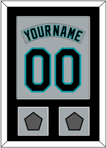 Florida Nameplate & Number Combined With 2 World Series Patches - Road Gray (1993-2001) - Single Mat 3