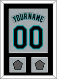 Florida Nameplate & Number Combined With 2 World Series Patches - Road Gray (1993-2001) - Single Mat 3