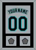 Florida Nameplate & Number Combined With 2 World Series Patches - Road Gray (1993-2001) - Single Mat 3