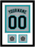 Florida Nameplate & Number Combined With 2 World Series Patches - Road Gray (1993-2001) - Double Mat 1