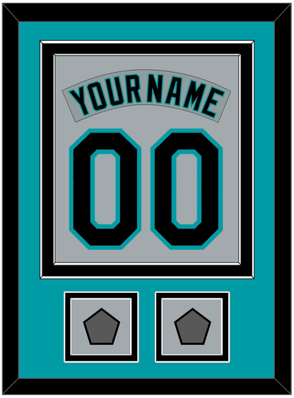 Florida Nameplate & Number Combined With 2 World Series Patches - Road Gray (1993-2001) - Signature Tier 2