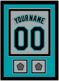 Florida Nameplate & Number Combined With 2 World Series Patches - Road Gray (1993-2001) - Double Mat 2