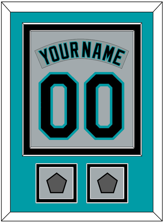 Florida Nameplate & Number Combined With 2 World Series Patches - Road Gray (1993-2001) - Signature Tier 2