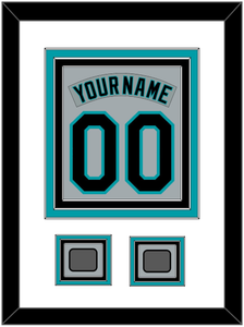 Florida Nameplate & Number Combined With 2 World Series Patches - Road Gray (1993-2001) - Triple Mat 1