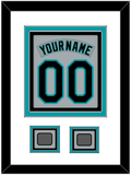 Florida Nameplate & Number Combined With 2 World Series Patches - Road Gray (1993-2001) - Triple Mat 1