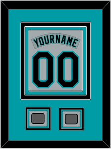 Florida Nameplate & Number Combined With 2 World Series Patches - Road Gray (1993-2001) - Triple Mat 2