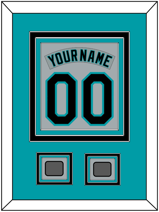 Florida Nameplate & Number Combined With 2 World Series Patches - Road Gray (1993-2001) - Premier Tier 2