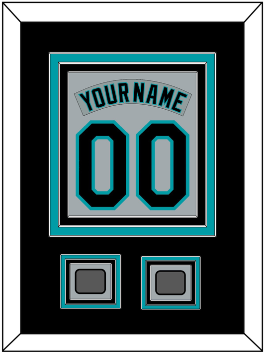 Florida Nameplate & Number Combined With 2 World Series Patches - Road Gray (1993-2001) - Premier Tier 3