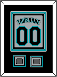 Florida Nameplate & Number Combined With 2 World Series Patches - Road Gray (1993-2001) - Triple Mat 3