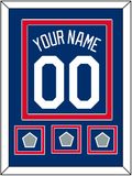 Los Angeles Name, Number & 3 World Series Jersey Patches - Alternate Blue - Double Mat 3