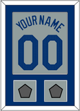 Los Angeles Name, Number & 2 World Series Champions Patches - Road Gray - Single Mat 2