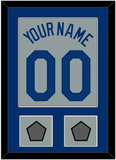 Los Angeles Name, Number & 2 World Series Champions Patches - Road Gray - Single Mat 2