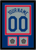 Los Angeles Name, Number & 2 World Series Jersey Patches - Road Gray - Double Mat 2