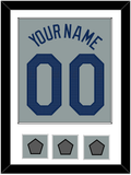 Los Angeles Name, Number & 3 World Series Champions Patches - Road Gray - Single Mat 1