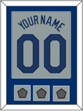Los Angeles Name, Number & 3 World Series Champions Patches - Road Gray - Single Mat 2