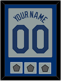 Los Angeles Name, Number & 3 World Series Champions Patches - Road Gray - Single Mat 2