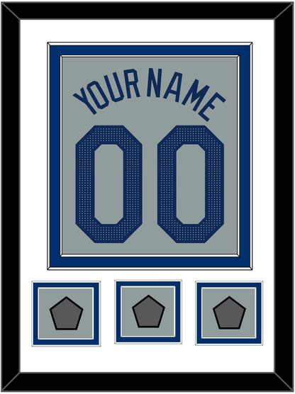 Los Angeles Name, Number & 3 World Series Champions Patches - Road Gray - Signature Tier 1