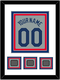 Los Angeles Name, Number & 3 World Series Jersey Patches - Road Gray - Triple Mat 1