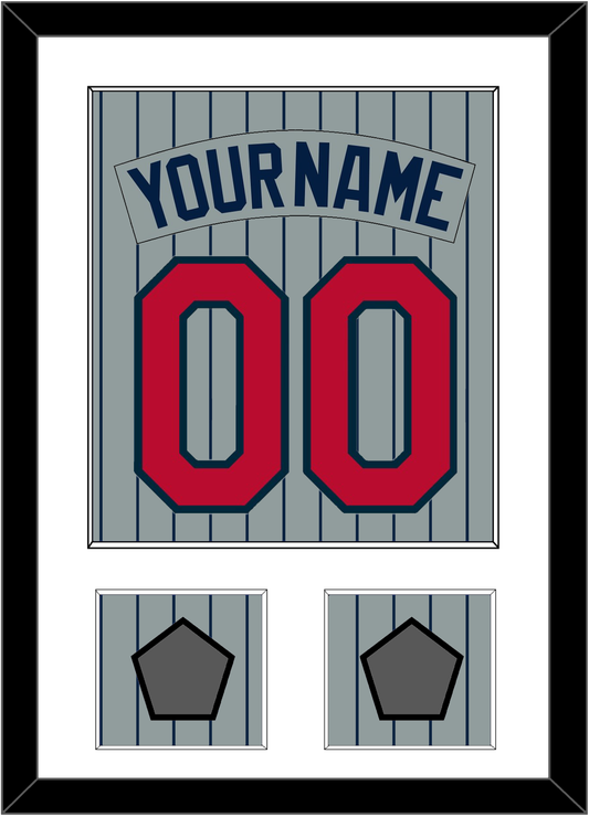 Minnesota Nameplate, Number & 2 World Series Patches - Road Gray Pinstripes (1987-2009) - Essential Tier 1
