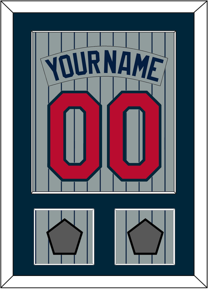 Minnesota Nameplate, Number & 2 World Series Patches - Road Gray Pinstripes (1987-2009) - Essential Tier 2
