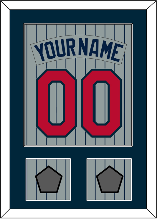 Minnesota Nameplate, Number & 2 World Series Patches - Road Gray Pinstripes (1987-2009) - Essential Tier 2