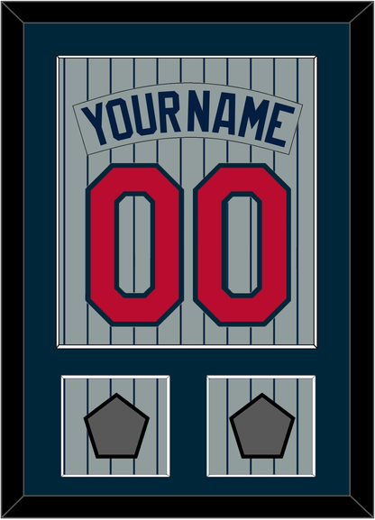 Minnesota Nameplate, Number & 2 World Series Patches - Road Gray Pinstripes (1987-2009) - Essential Tier 2
