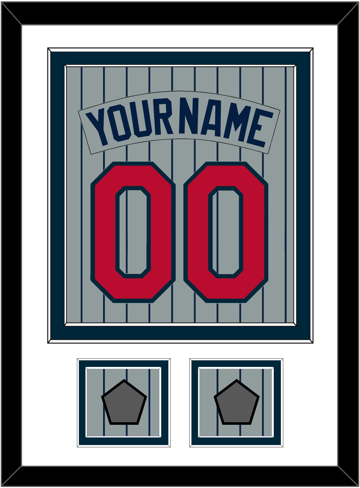 Minnesota Nameplate, Number & 2 World Series Patches - Road Gray Pinstripes (1987-2009) - Signature Tier 1